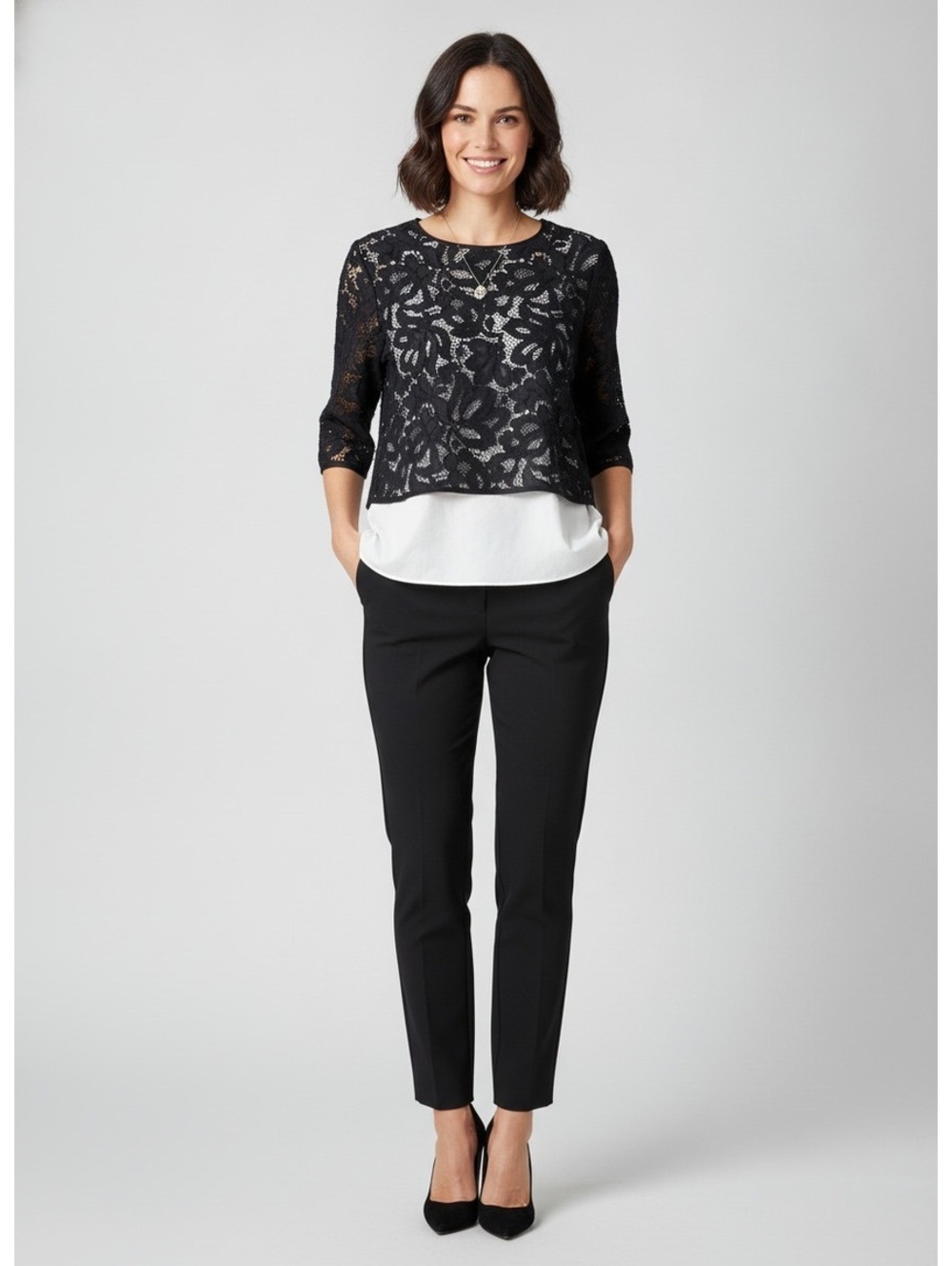 NWT Tibi Lace Tuxedo Poplin Combo Top S